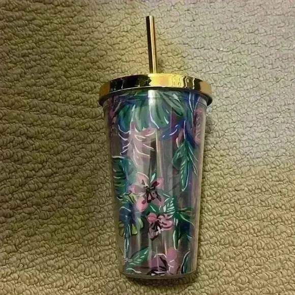 Lilly pulitzer cup with straw - Picture 1 of 3